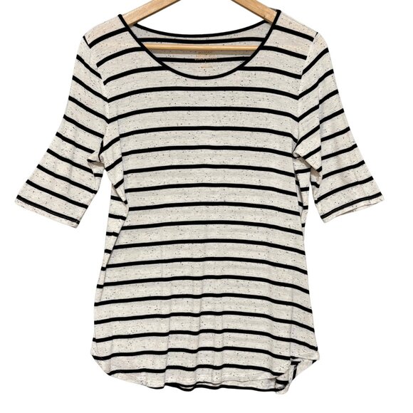 Apt. 9 Womens Micro Modal Striped Top Size L Black & White Lightweight Stretchy - Picture 1 of 7